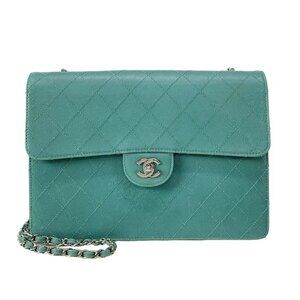 CHANEL Large Matelasse - Light Green Calfskin Shoulder Bag